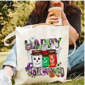Happy Halloween Candy Bag Canvas Reusable Tote Bag NWT